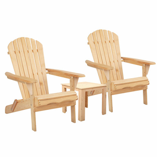 Adirondack Chair & Side Table Set — Foldable Hemlock Wood