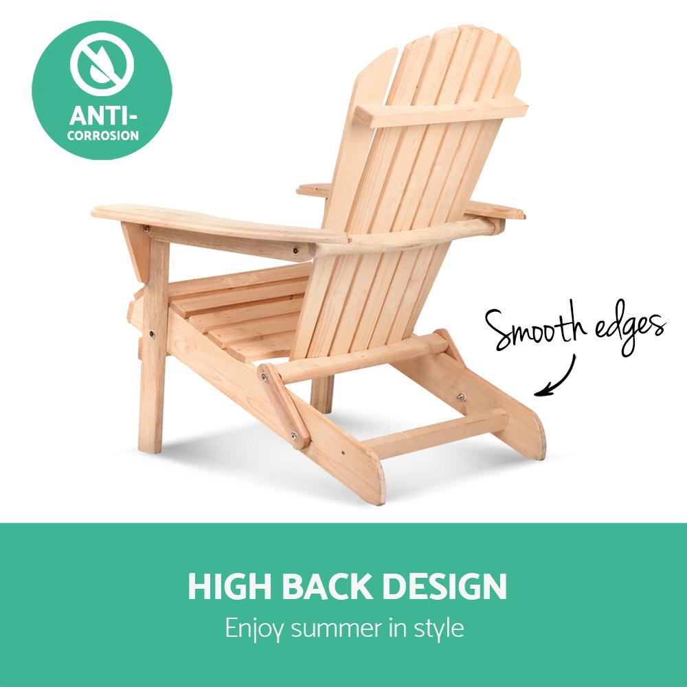 Adirondack Chair & Side Table Set — Foldable Hemlock Wood