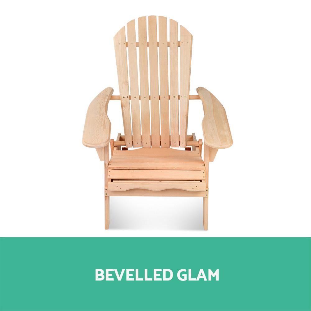 Adirondack Chair & Side Table Set — Foldable Hemlock Wood