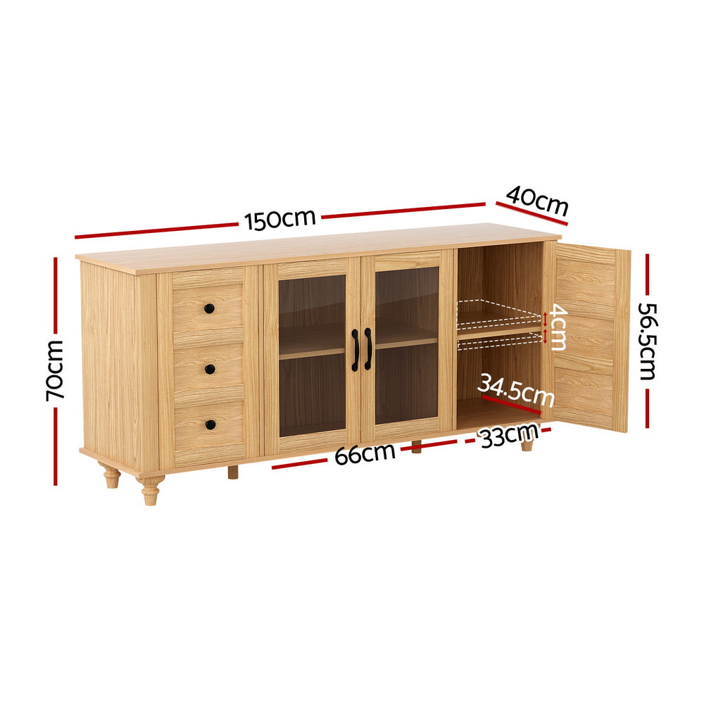 Glass Door Buffet Sideboard 150cm