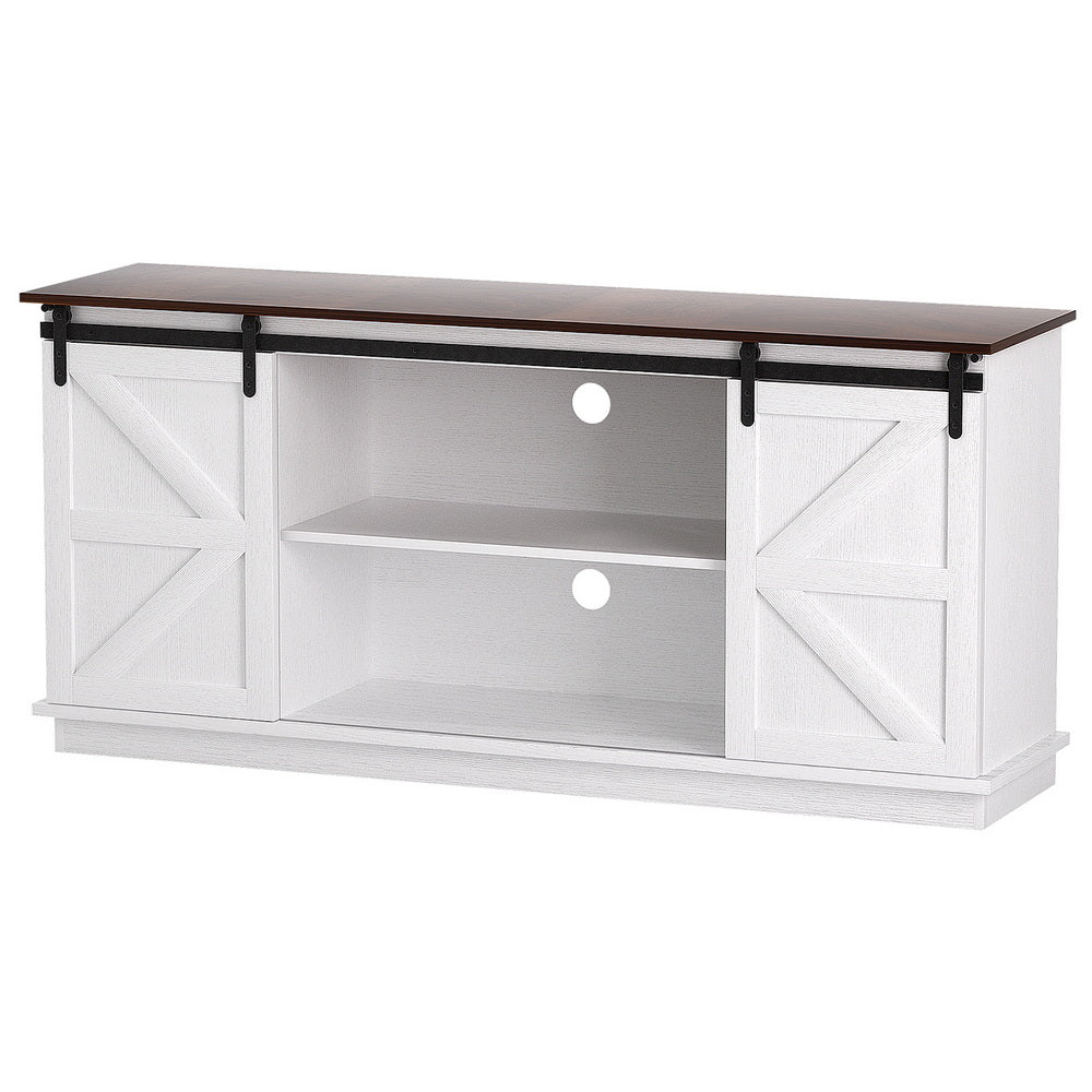 Rustic Sliding Door Storage Cabinet 150cm | White