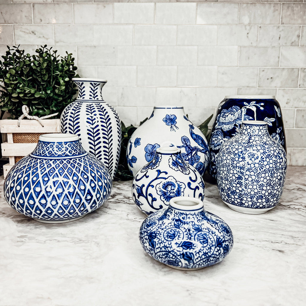 Samira Blue & White Porcelain Vases