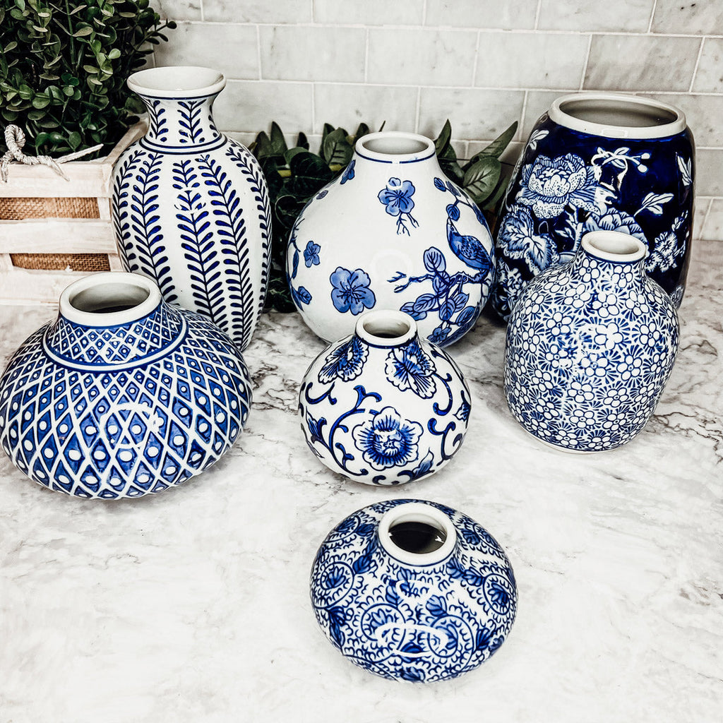 Samira Blue & White Porcelain Vases