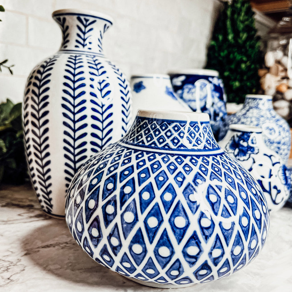 Samira Blue & White Porcelain Vases