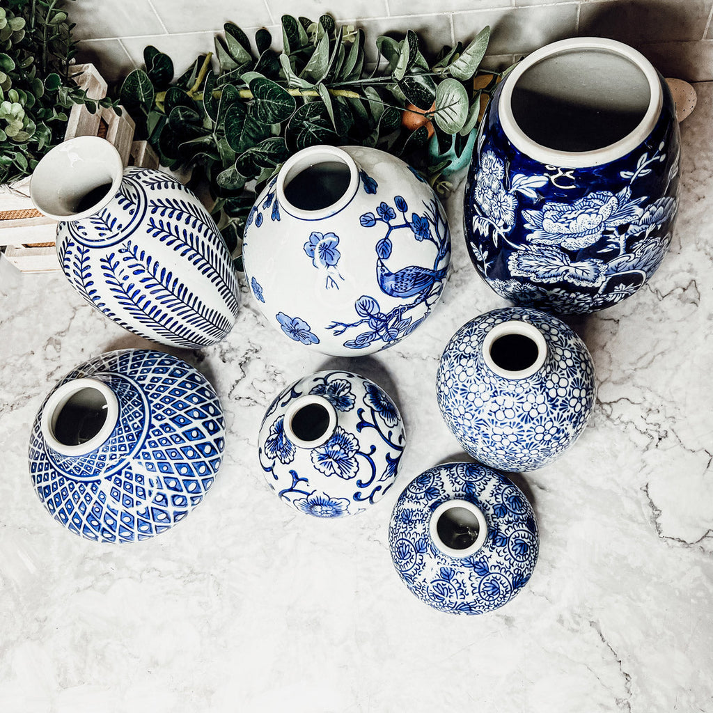 Samira Blue & White Porcelain Vases