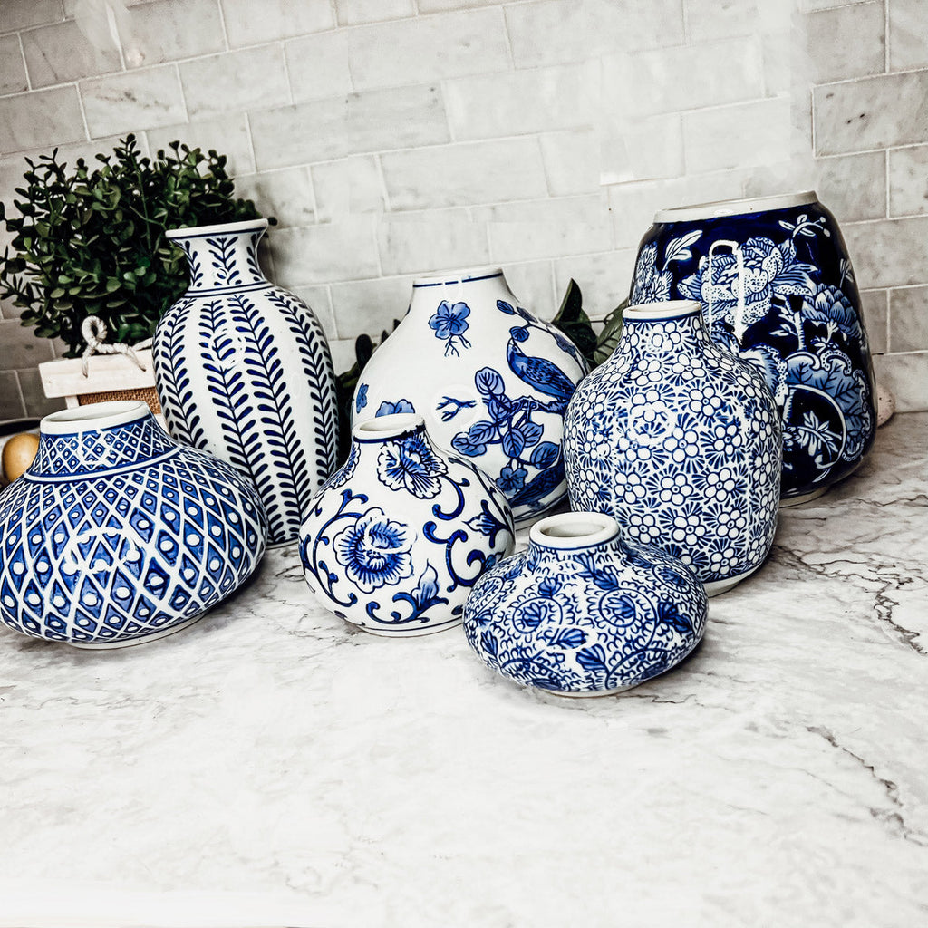 Samira Blue & White Porcelain Vases