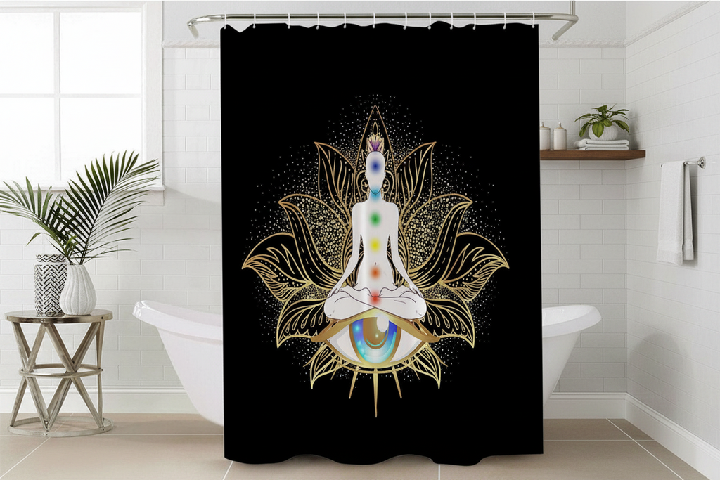 Spiritual Golden Buddha Shower Curtain