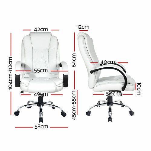 PU Leather Executive Office Desk Chair - White