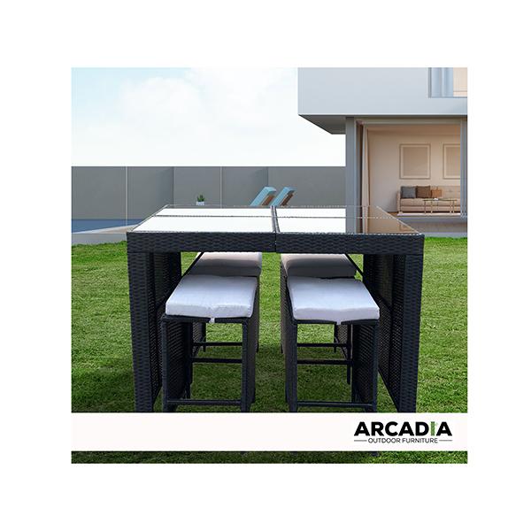 Outdoor 5-Piece Rattan Dining Set with Cushions