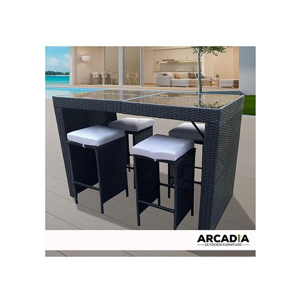 Outdoor 5-Piece Rattan Dining Set with Cushions