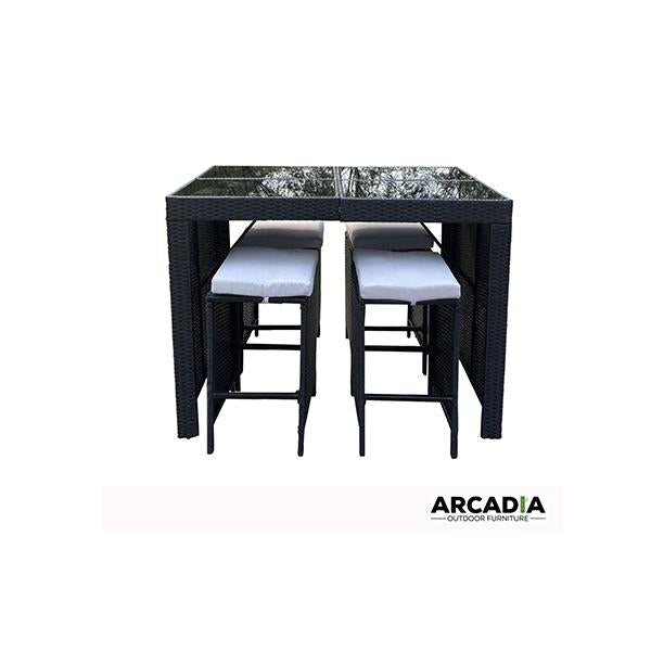 Outdoor 5-Piece Rattan Dining Set with Cushions
