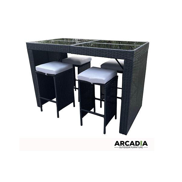 Outdoor 5-Piece Rattan Dining Set with Cushions