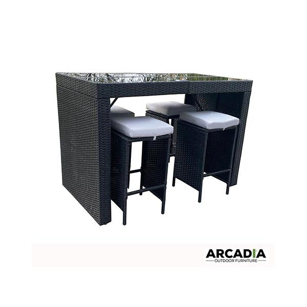 Outdoor 5-Piece Rattan Dining Set with Cushions