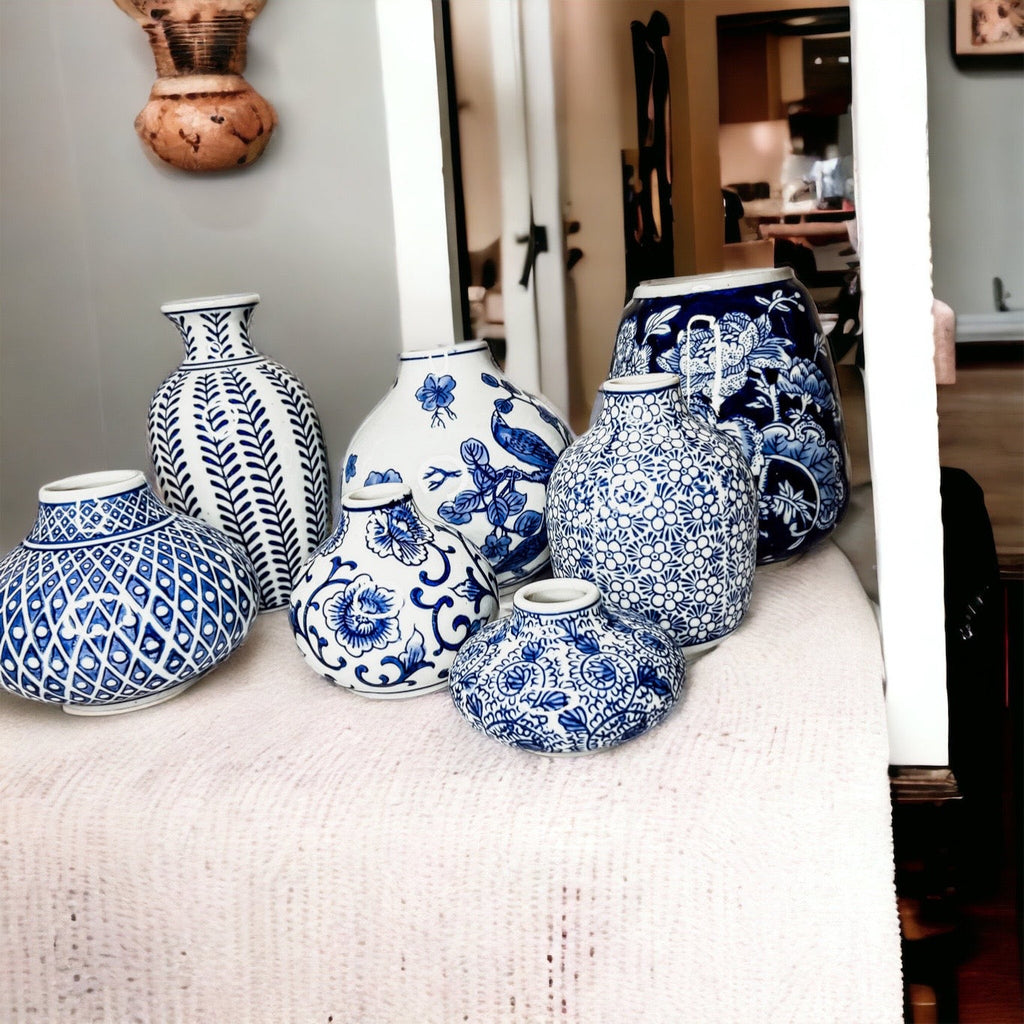 Samira Blue & White Porcelain Vases