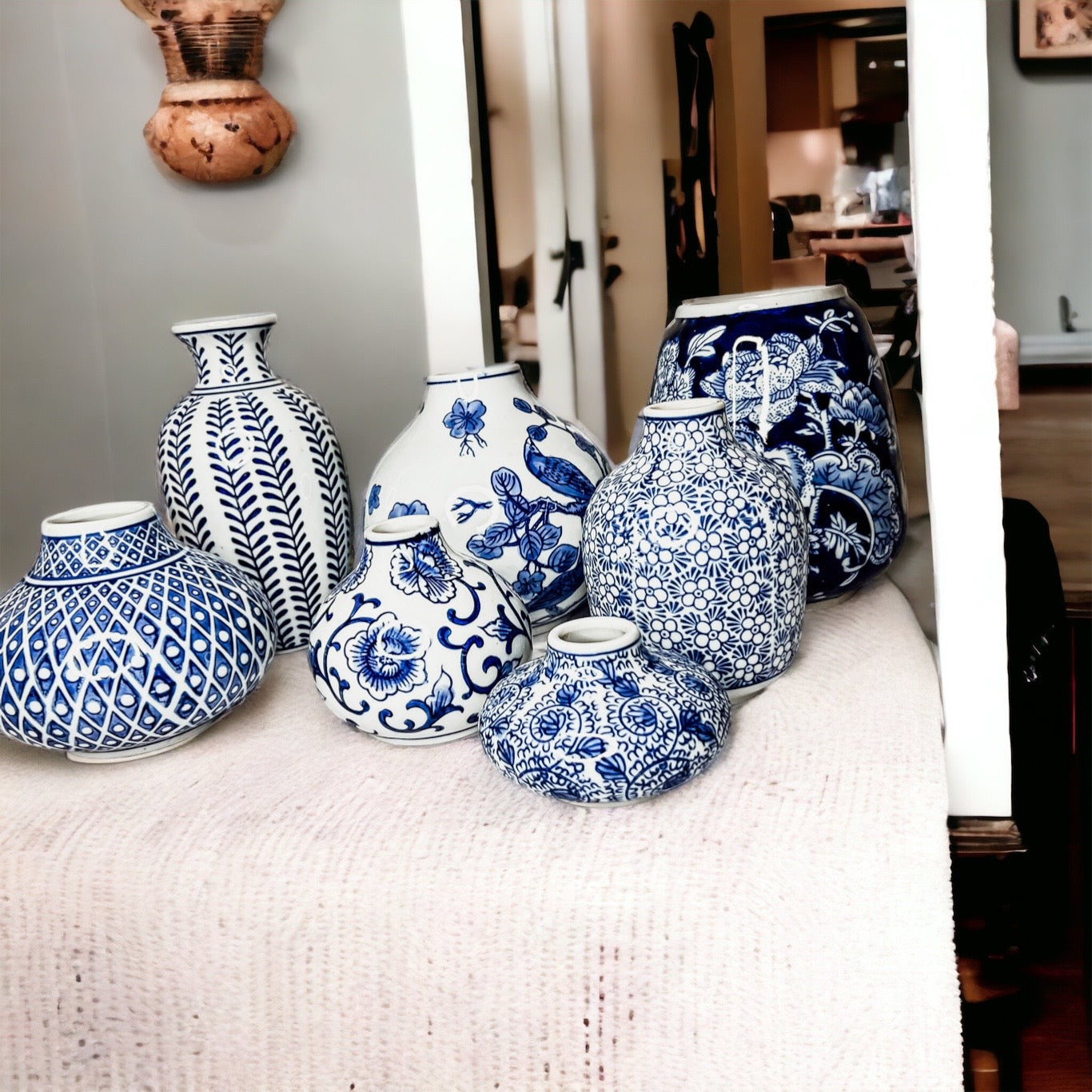 Samira Blue & White Porcelain Vases