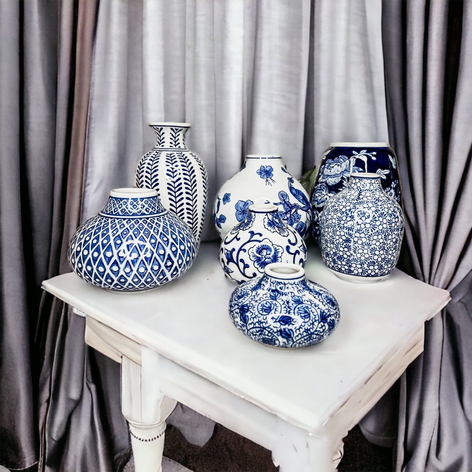 Samira Blue & White Porcelain Vases