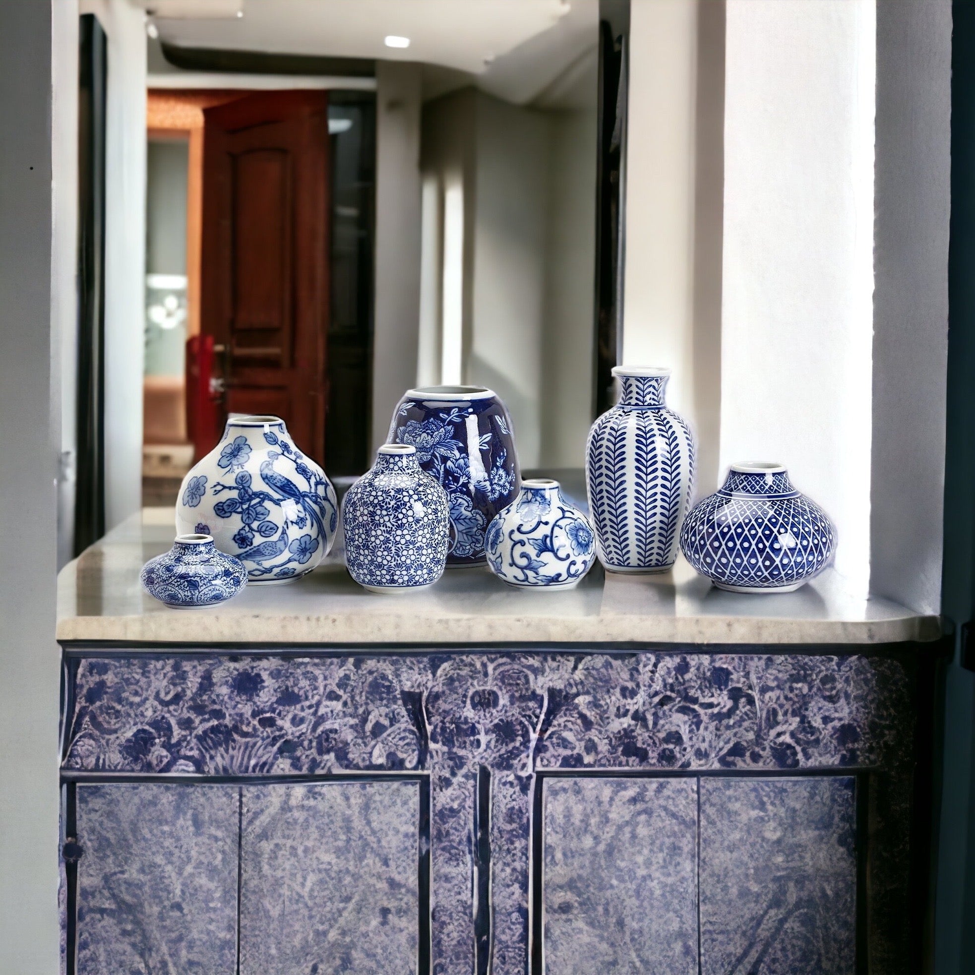 Samira Blue & White Porcelain Vases