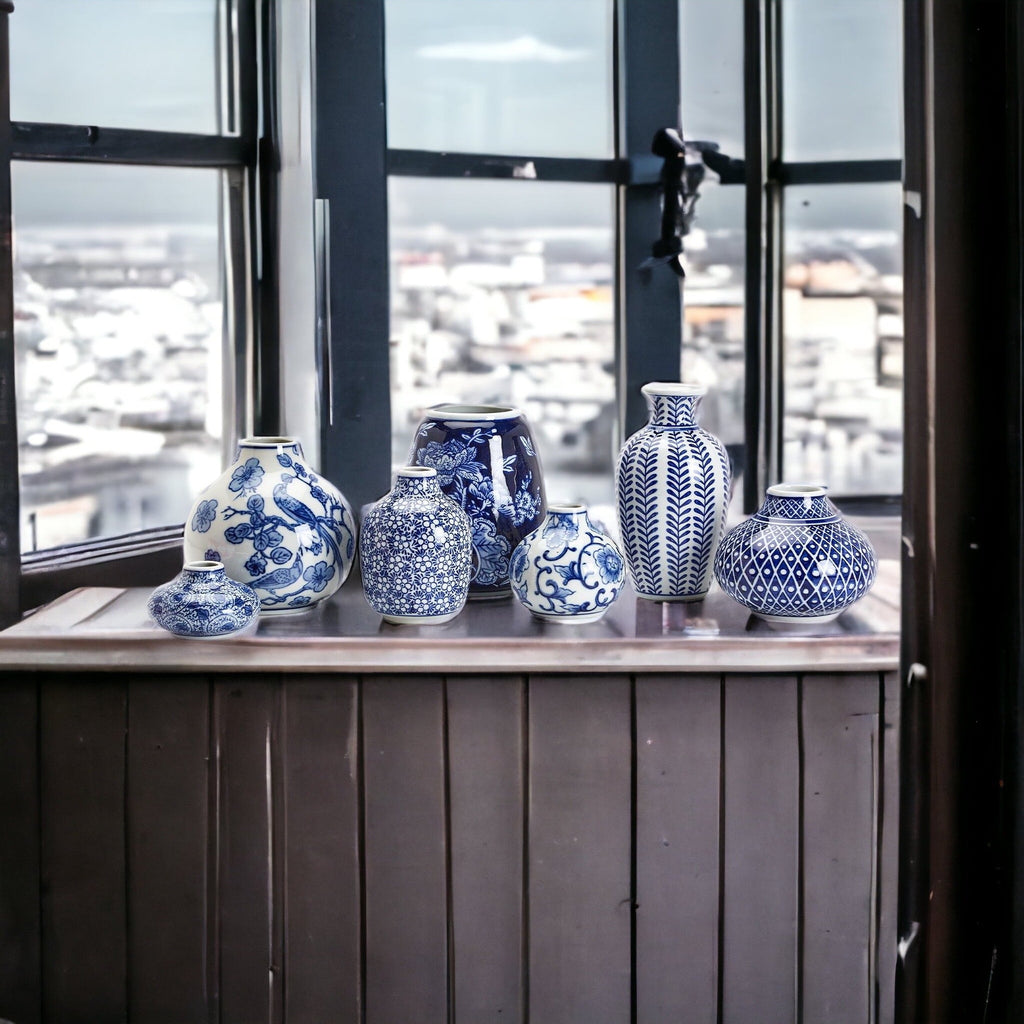 Samira Blue & White Porcelain Vases