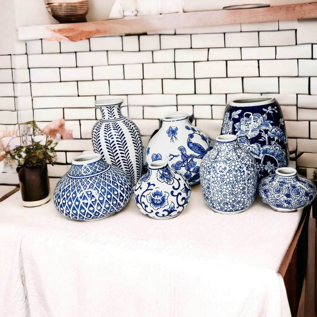 Samira Blue & White Porcelain Vases
