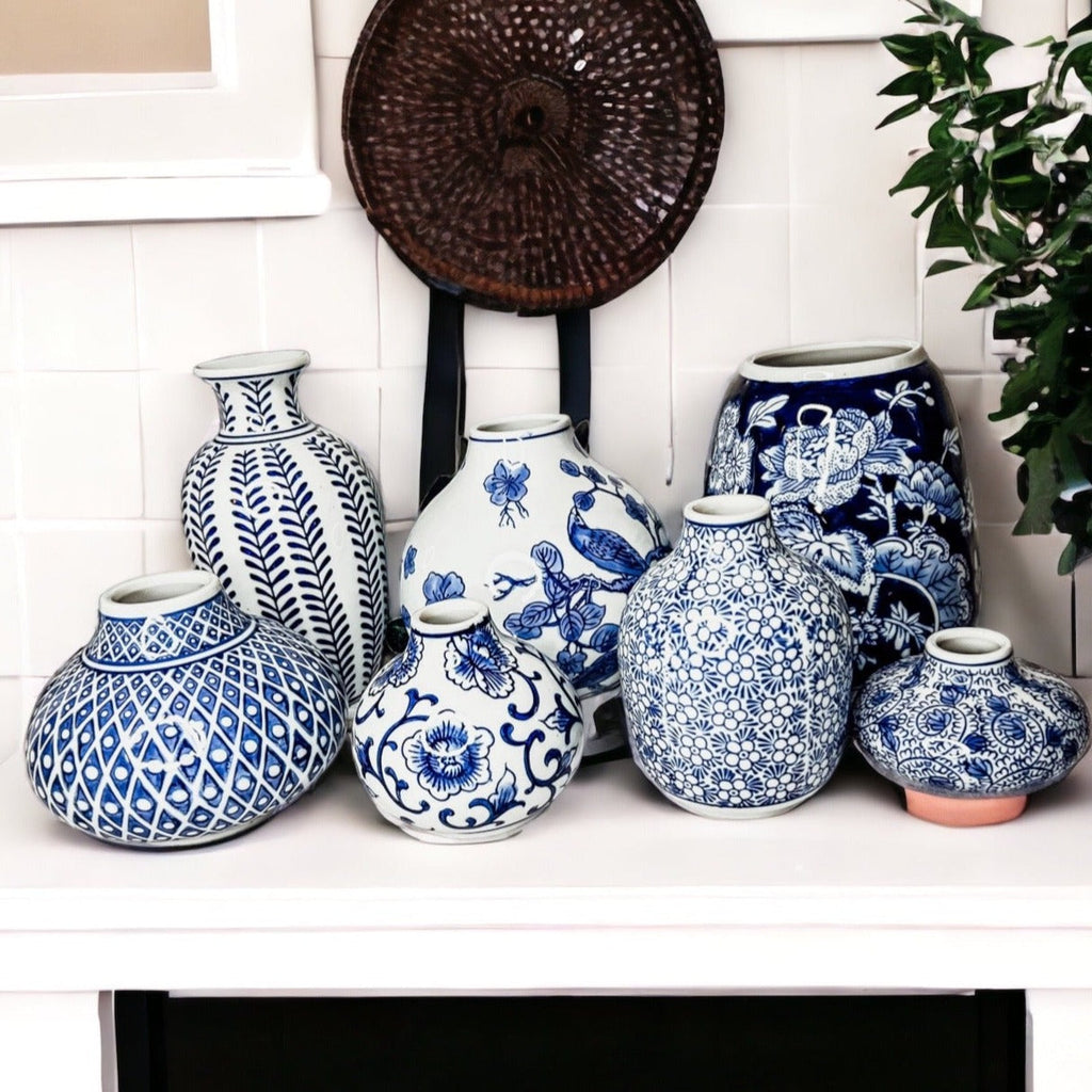 Samira Blue & White Porcelain Vases
