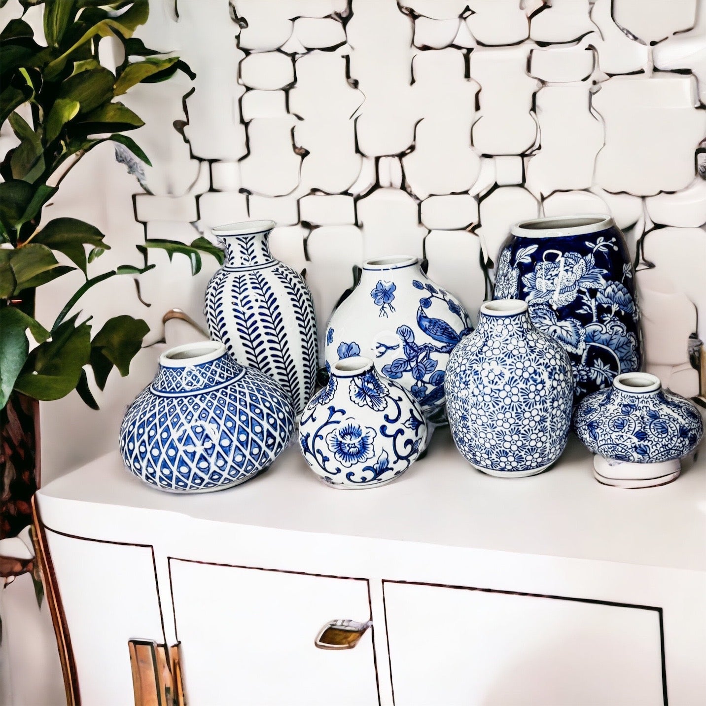 Samira Blue & White Porcelain Vases
