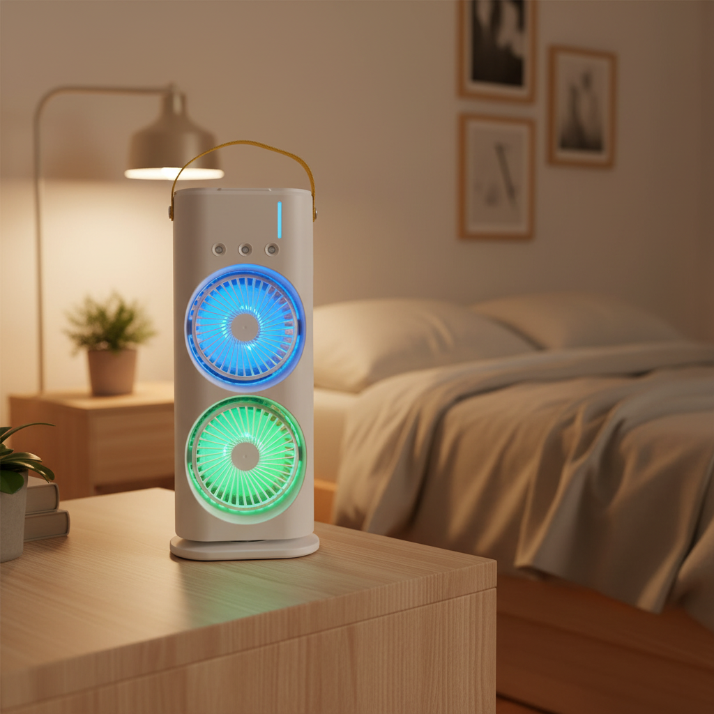 Oscillating Desk Fan with Mist & LED Light