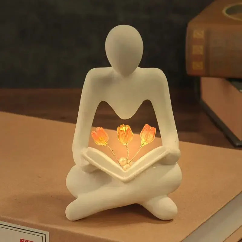 NNEOBA Elegance Illuminated: Abstract Figure Statue Lamp for Stylish Table Decor