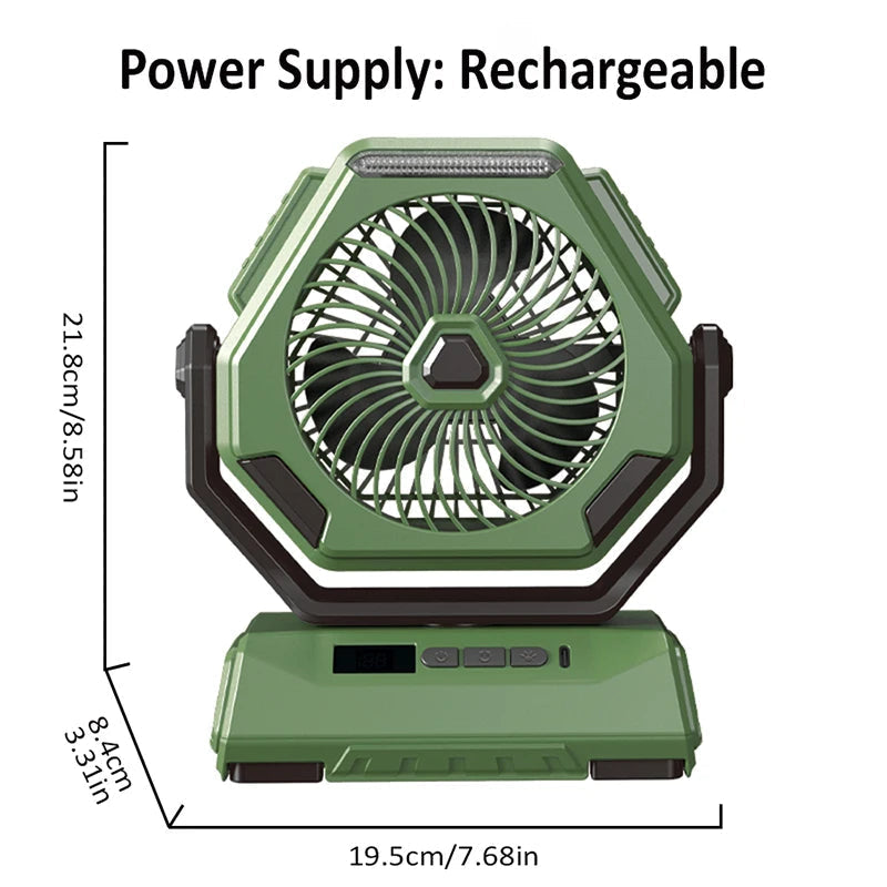 6000mAh Rechargeable Camping Fan
