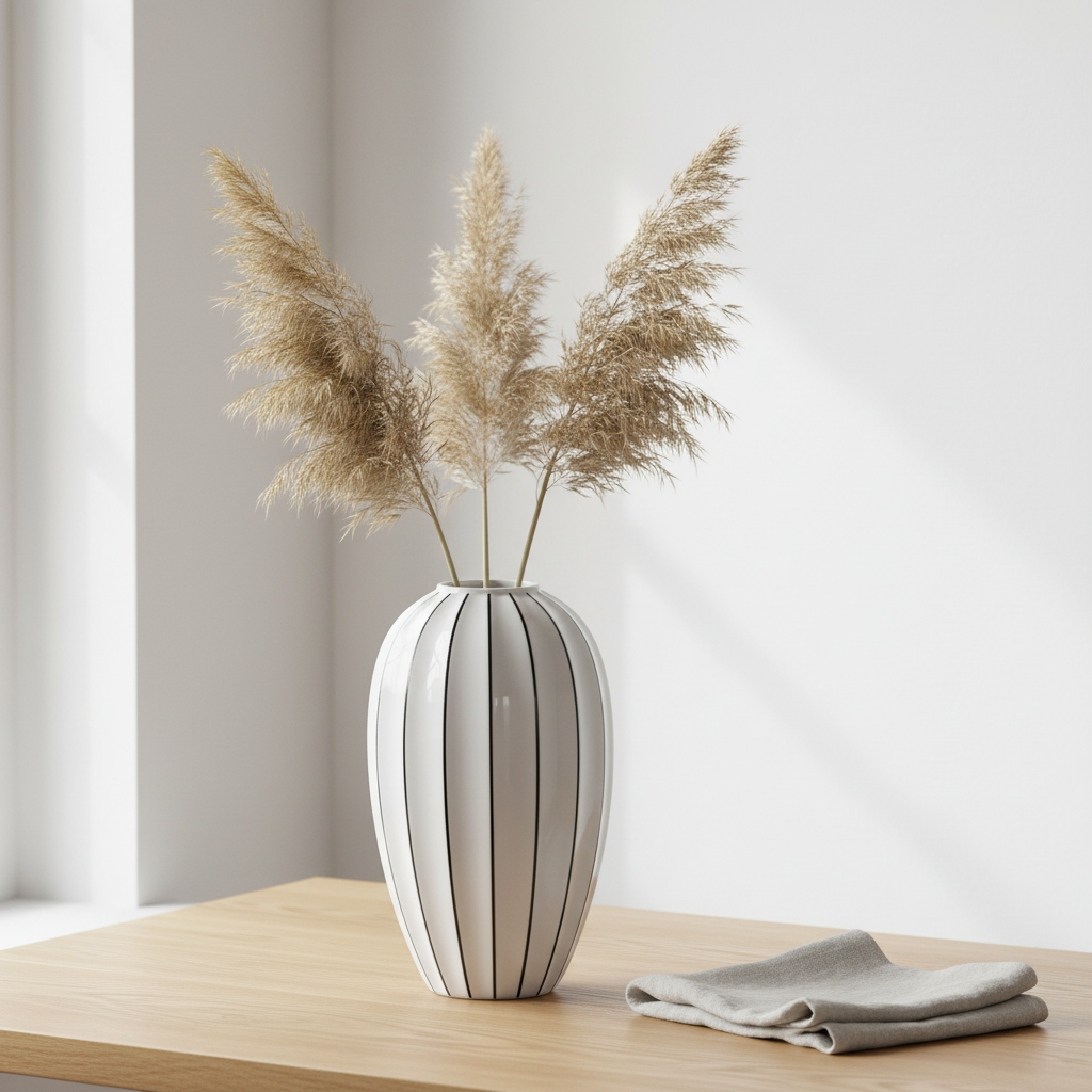 Round Stripe Porcelain Flower Vase