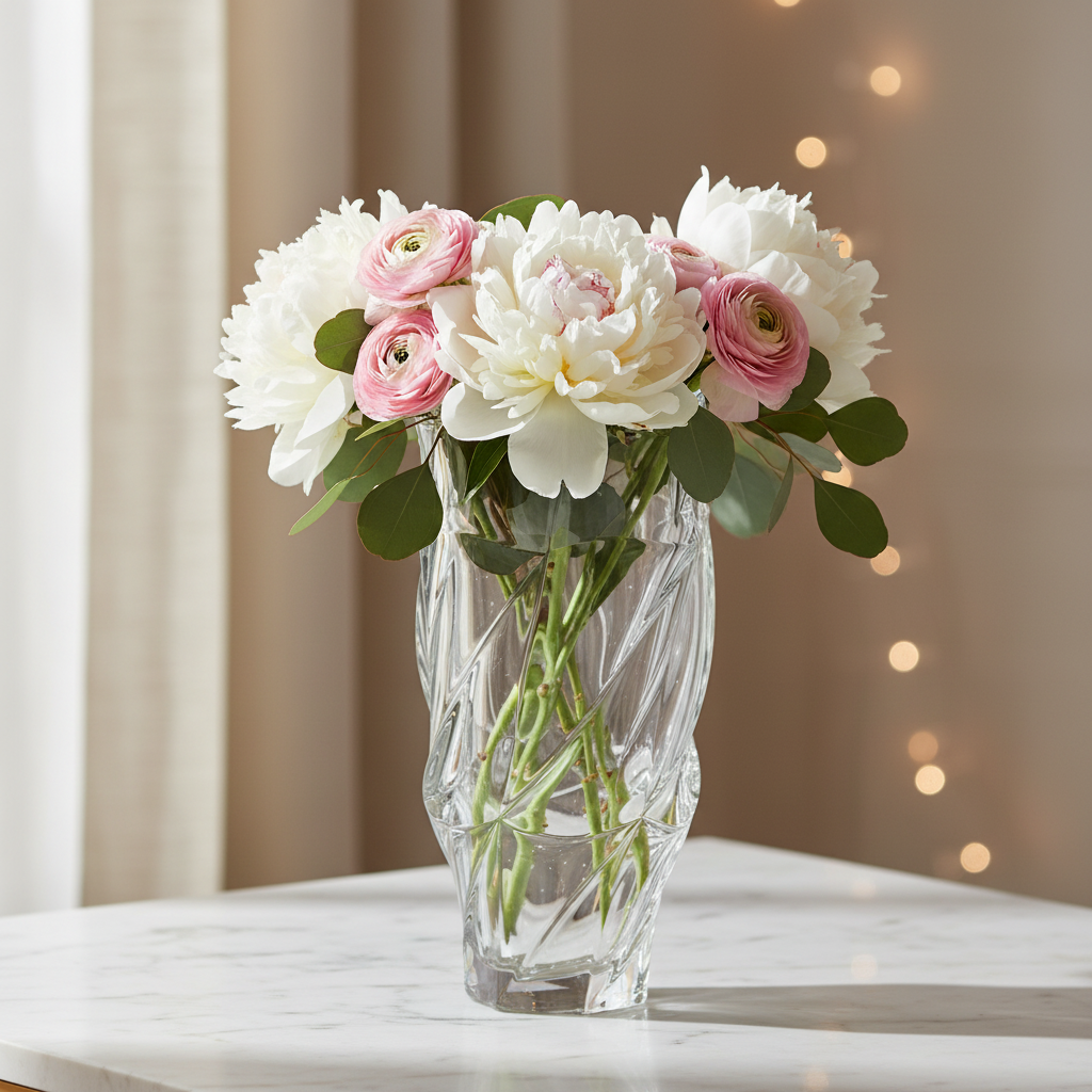 Flamenco White Crystal Vase