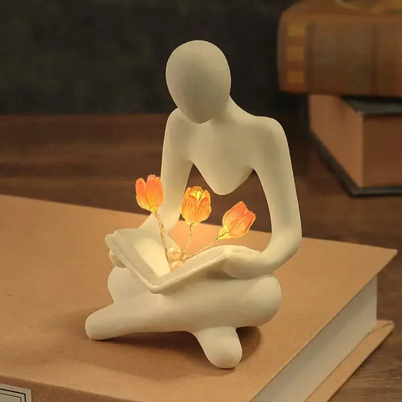 NNEOBA Elegance Illuminated: Abstract Figure Statue Lamp for Stylish Table Decor