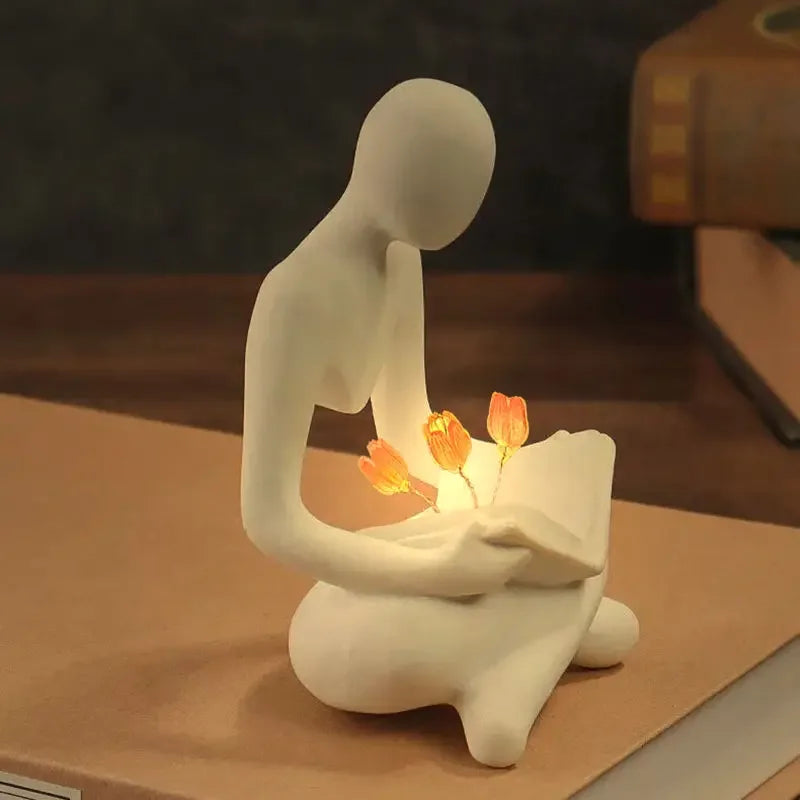 NNEOBA Elegance Illuminated: Abstract Figure Statue Lamp for Stylish Table Decor