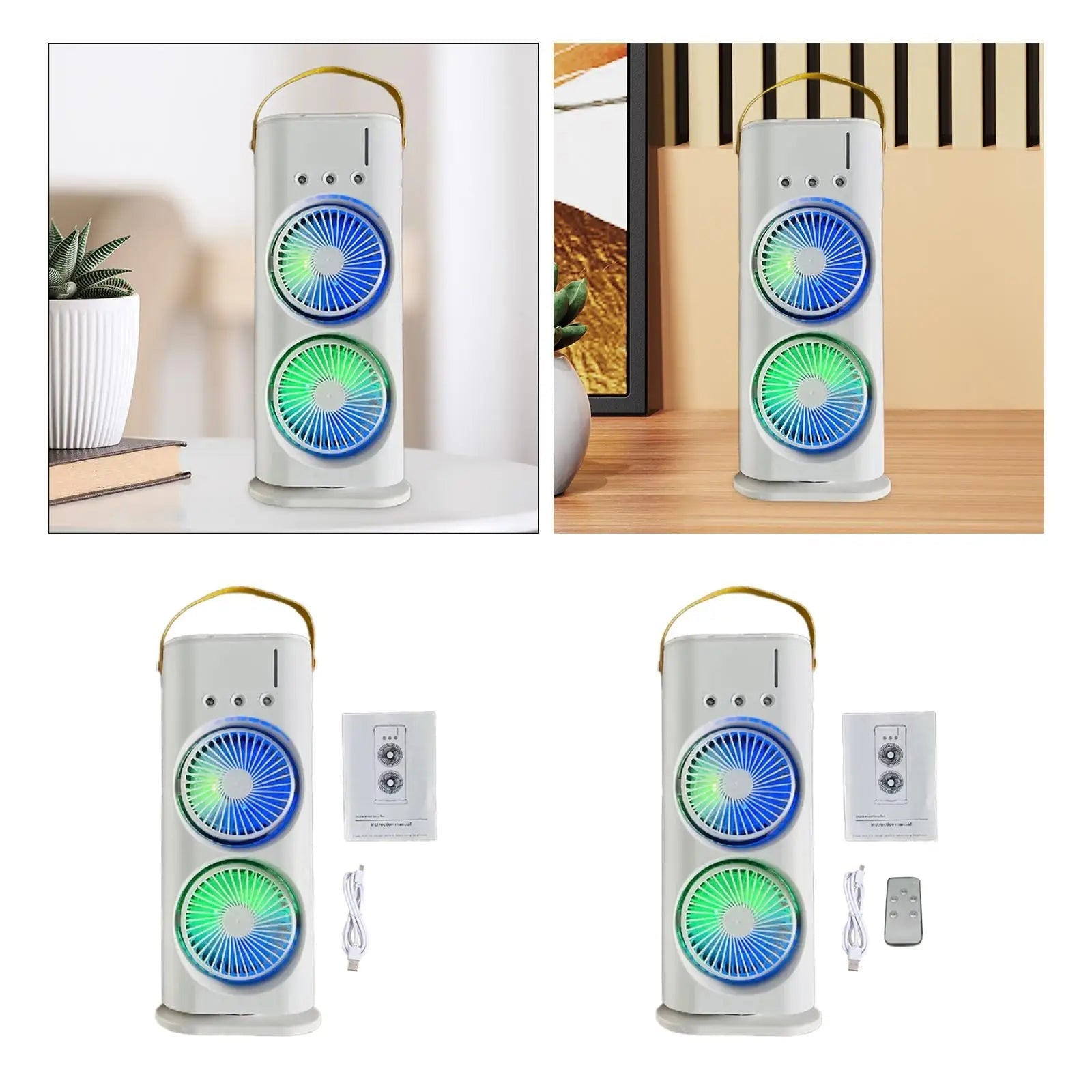 Oscillating Desk Fan with Mist & LED Light
