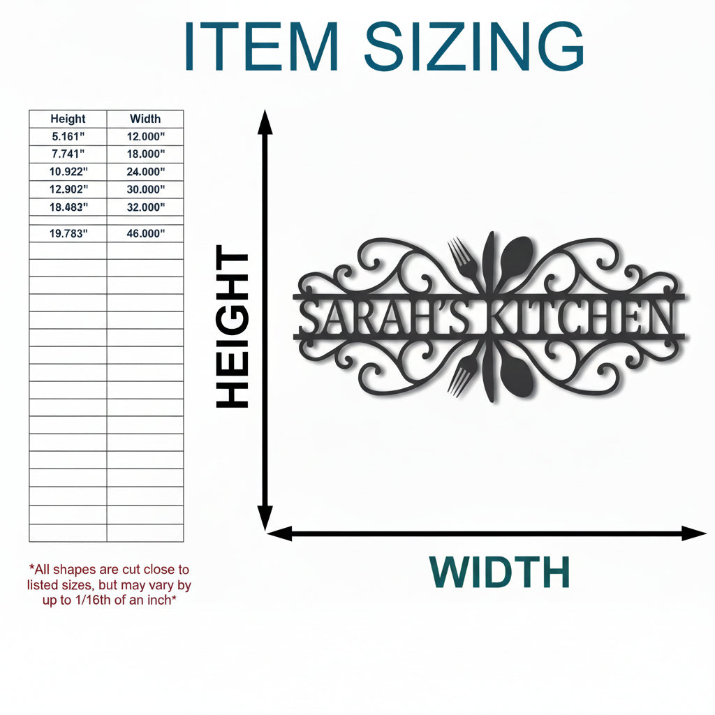 Custom Metal Kitchen Silverware Sign | Farmhouse Kitchen Wall Decor