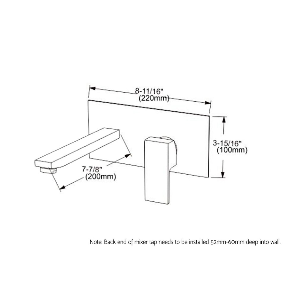 Wall-Mounted Basin Mixer Tap — Chrome, Square
