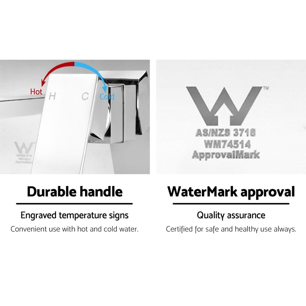 Wall-Mounted Basin Mixer Tap — Chrome, Square