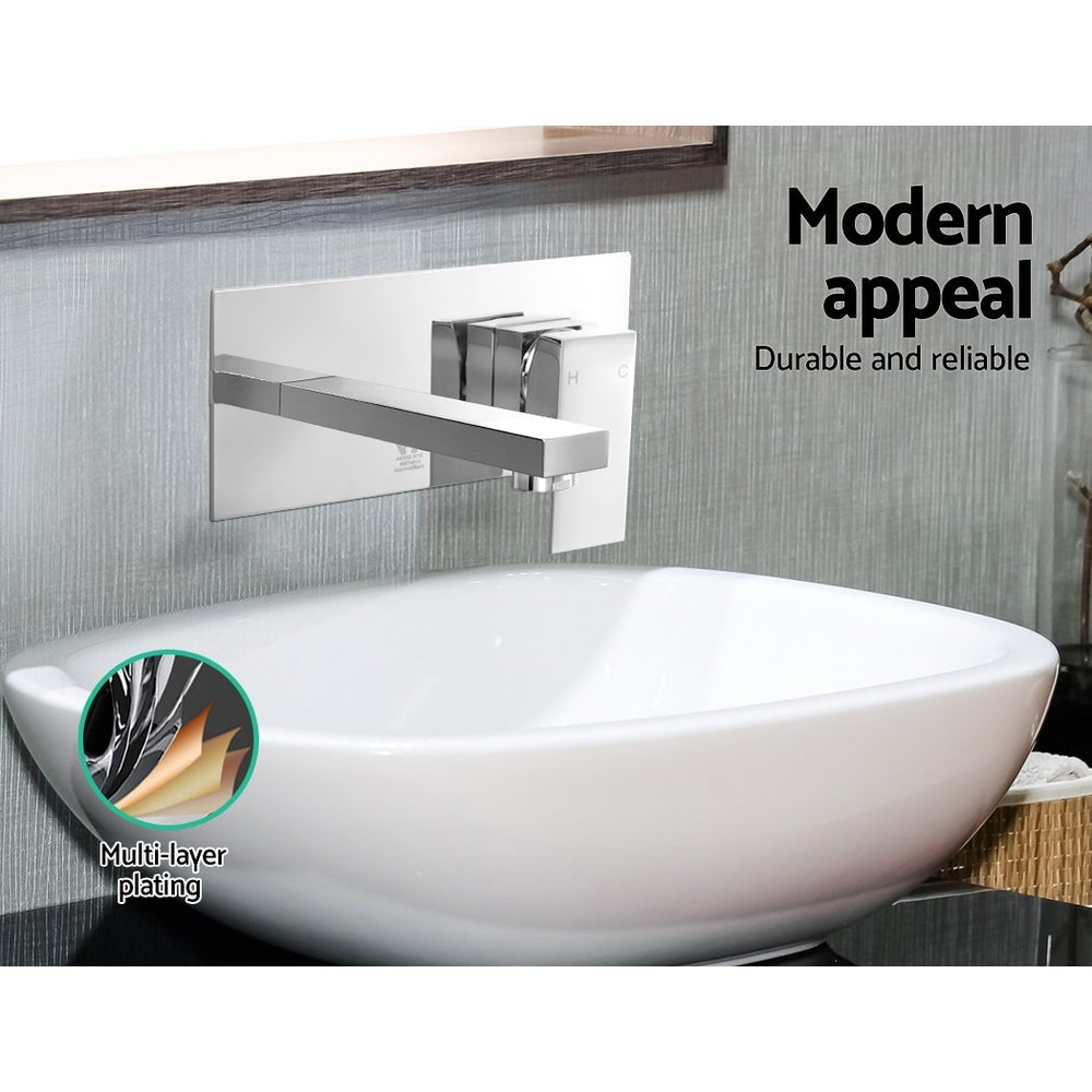 Wall-Mounted Basin Mixer Tap — Chrome, Square