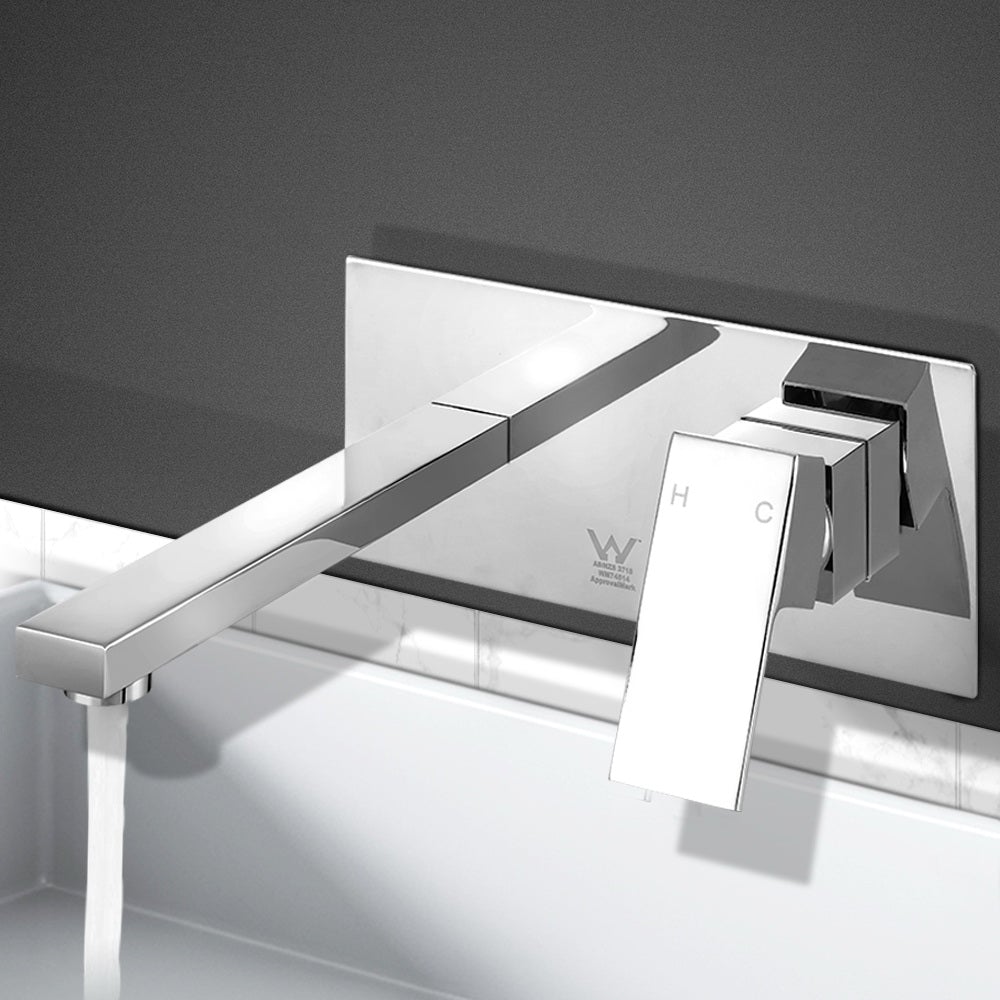 Wall-Mounted Basin Mixer Tap — Chrome, Square