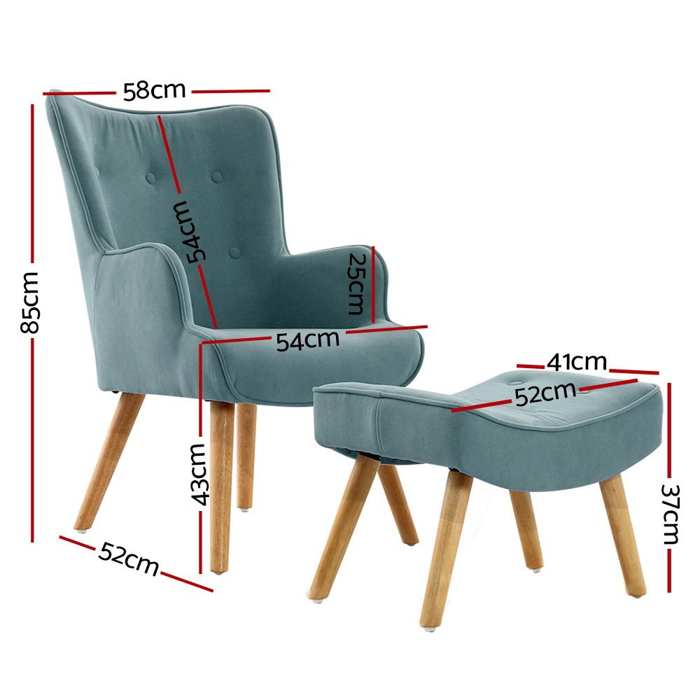 Artiss Armchair Lounge Chair Ottoman Accent Armchairs Sofa Fabric