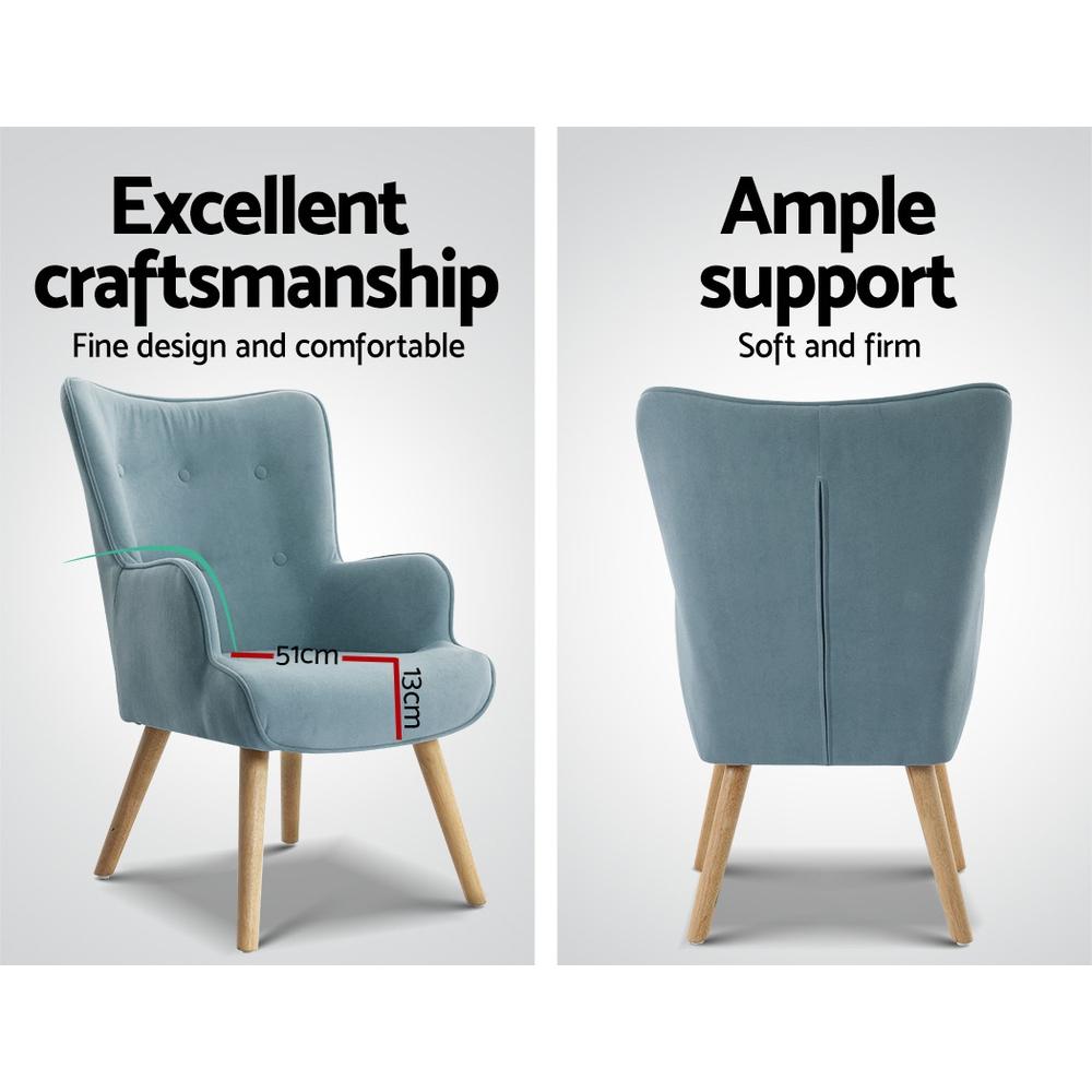 Artiss Armchair Lounge Chair Ottoman Accent Armchairs Sofa Fabric