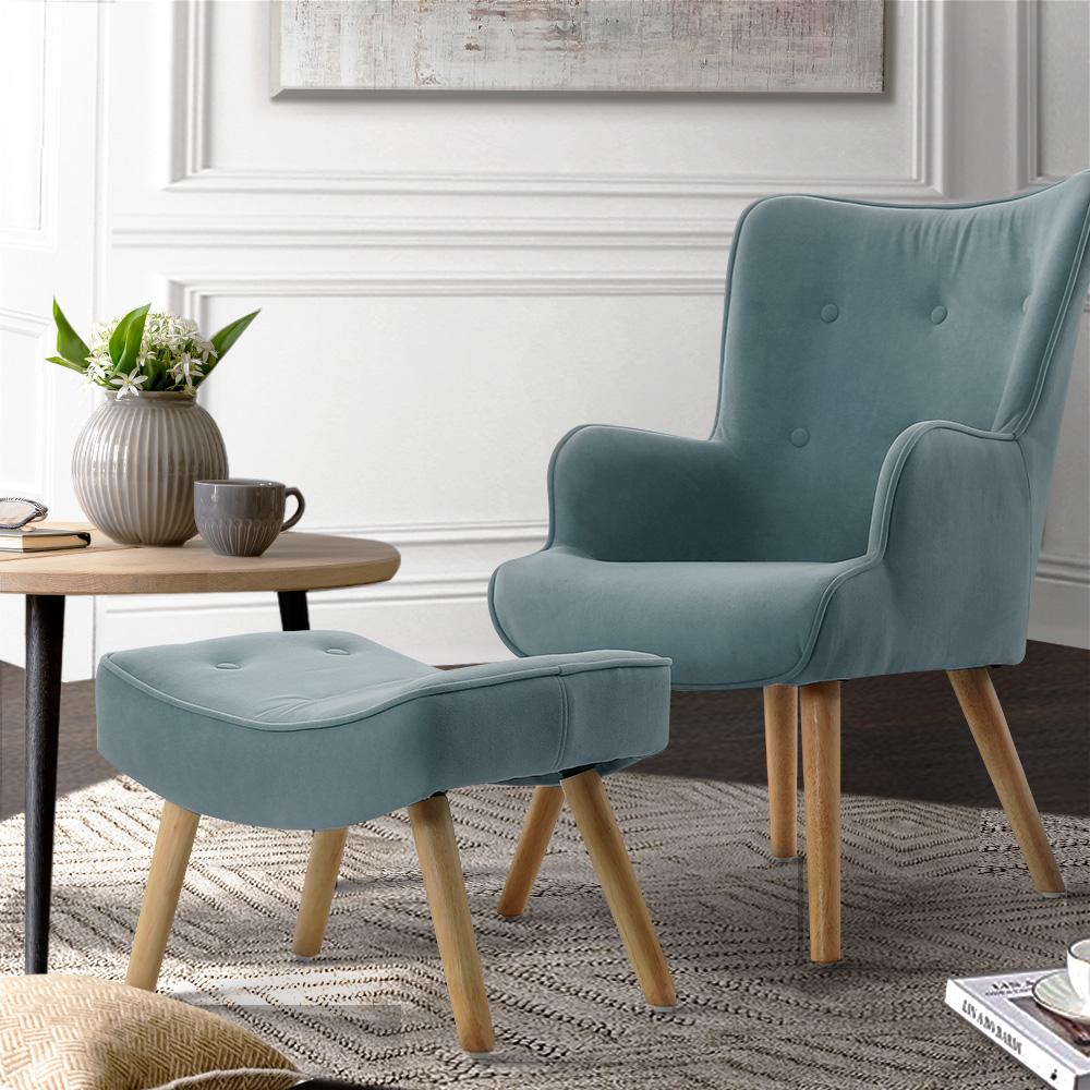 Artiss Armchair Lounge Chair Ottoman Accent Armchairs Sofa Fabric