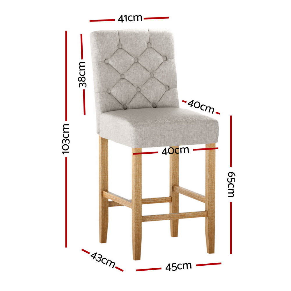 NNEDSZ Artiss 4x Bar Stools Linen Upholstered Chairs-1