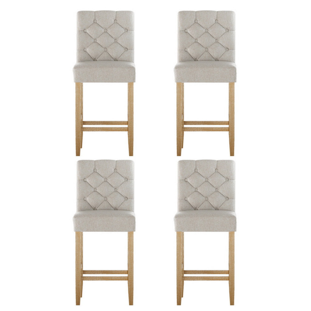 NNEDSZ Artiss 4x Bar Stools Linen Upholstered Chairs-2