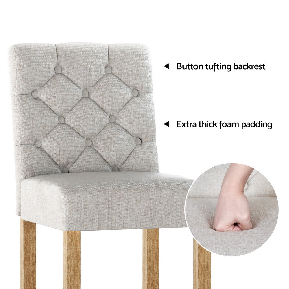 NNEDSZ Artiss 4x Bar Stools Linen Upholstered Chairs-4