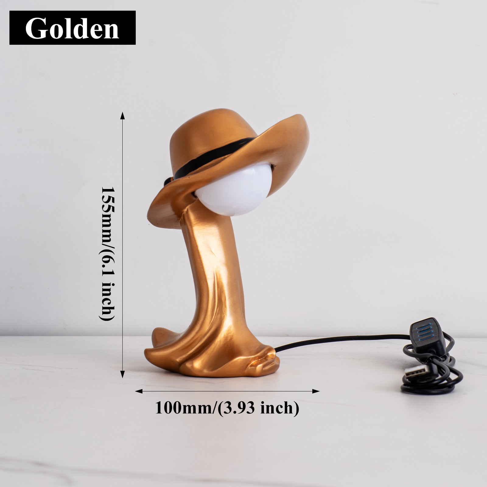 Gold Creative Cowboy Hat USB Table Lamp