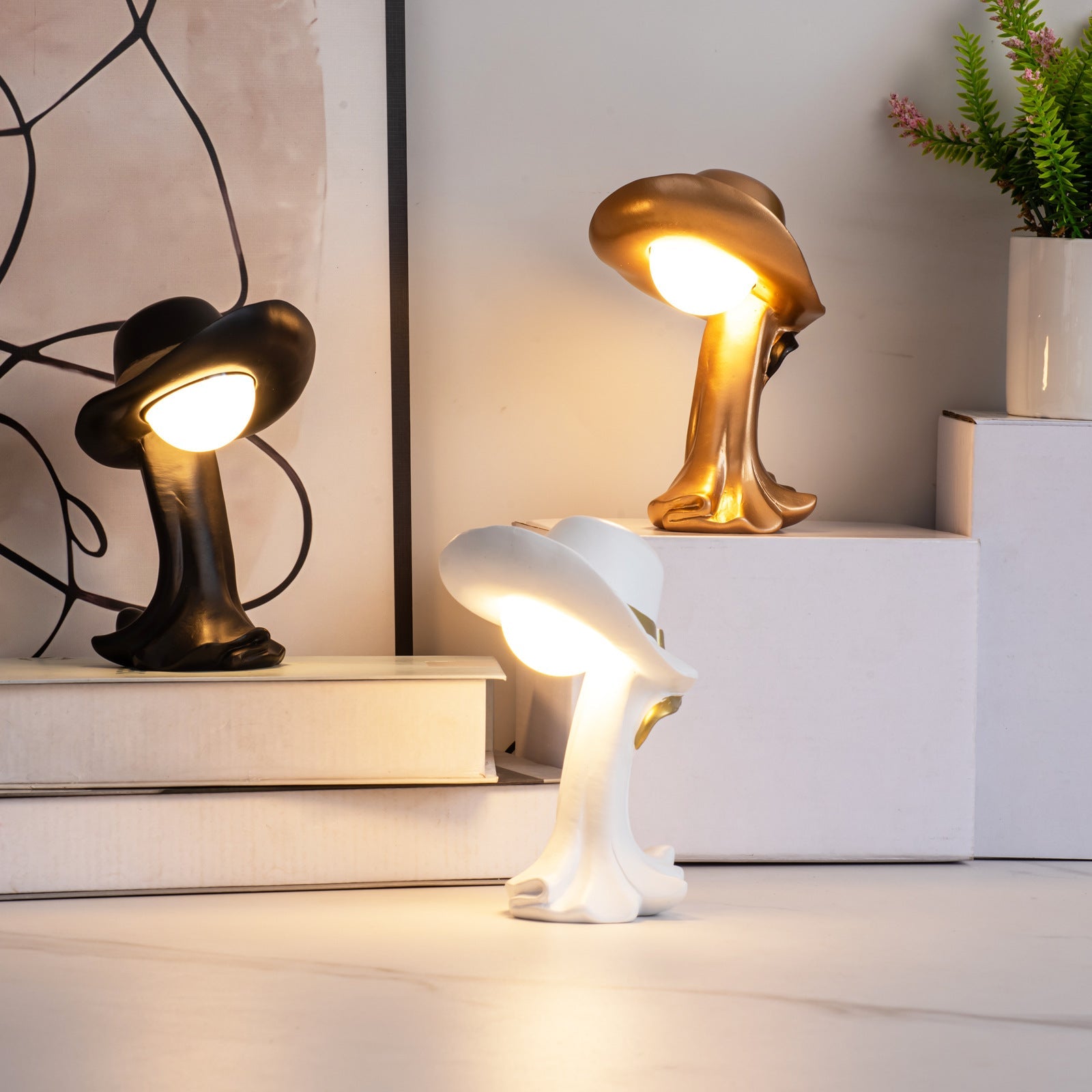 Gold Creative Cowboy Hat USB Table Lamp