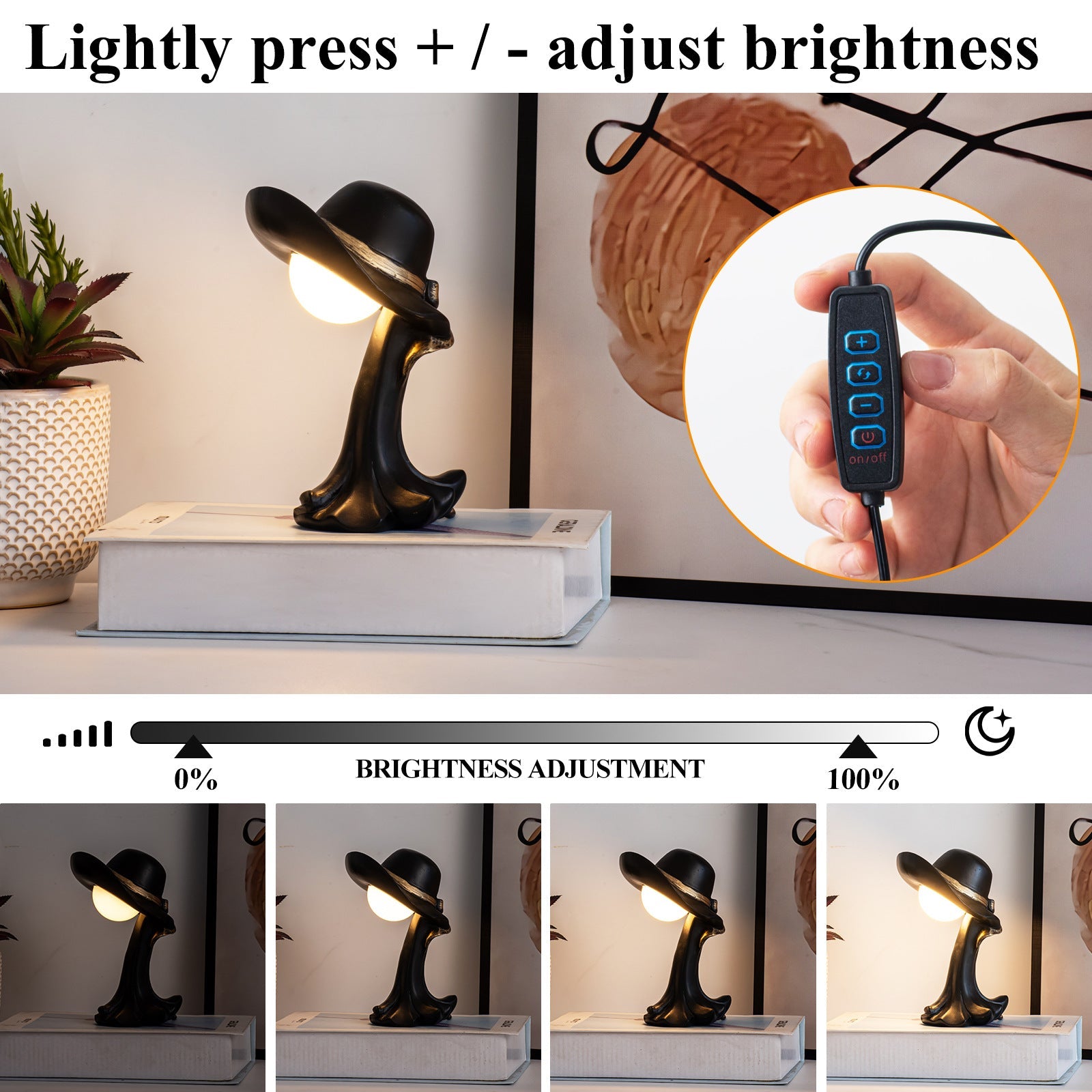 Gold Creative Cowboy Hat USB Table Lamp