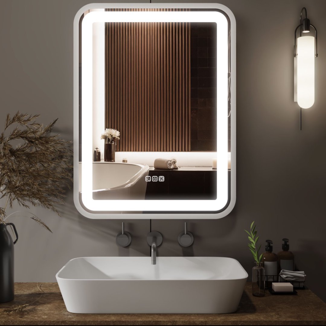 Smart LED Bathroom Mirror — Anti-Fog, Touch Control, 985 × 900mm