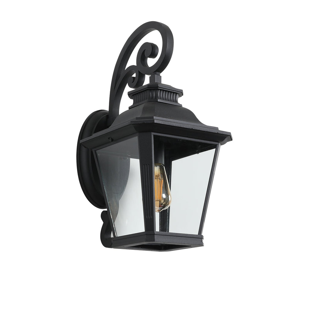 Outdoor Wall Lantern — Black Aluminium & Clear Glass