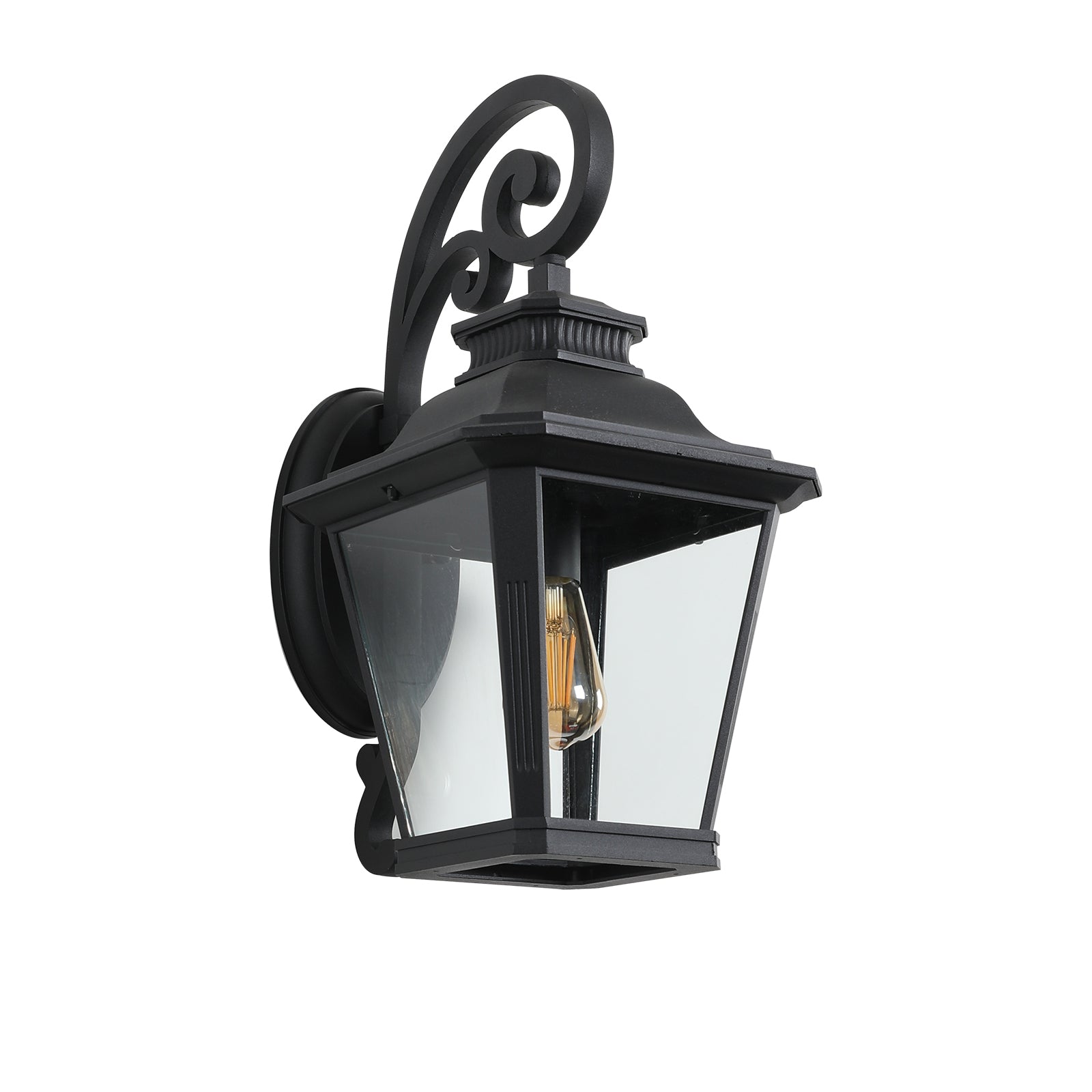 Outdoor Wall Lantern — Black Aluminium & Clear Glass
